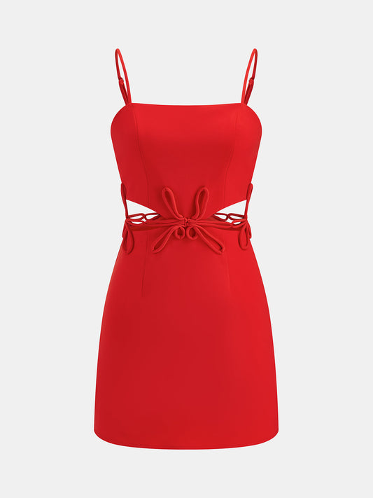 Vestido mini de tirantes con nudo y abertura