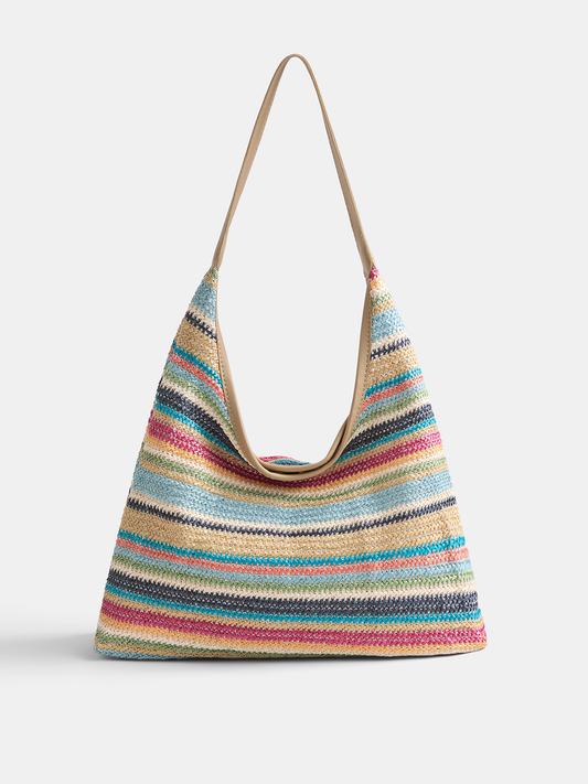 Bolso tote de hombro de rafia a rayas | Alice Lune