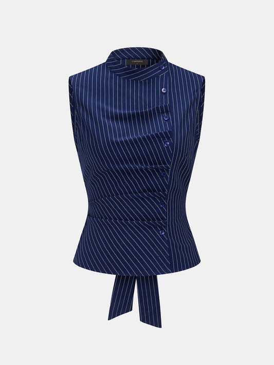 Blusa sin mangas a rayas con cuello alto y lazo en la espalda | Alice Lune
