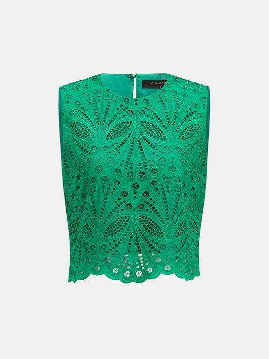 Conjunto de Dos Piezas con Falda y Detalle de Encaje Calado