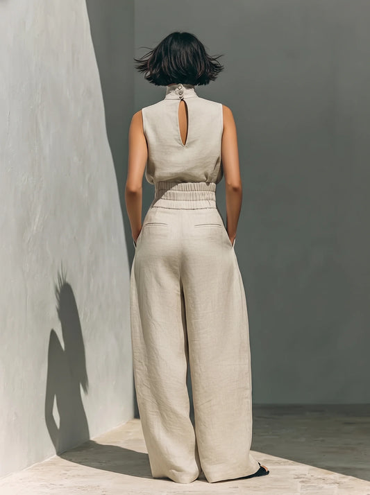 María | Conjunto elegante de pantalón ancho y top