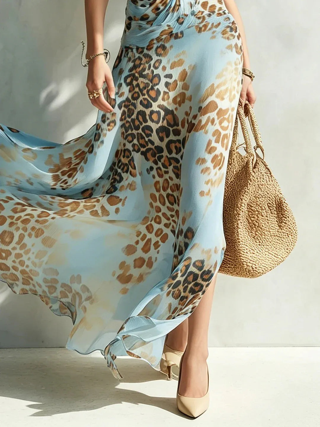 Desiree | Vestido largo glamuroso con estampado animal
