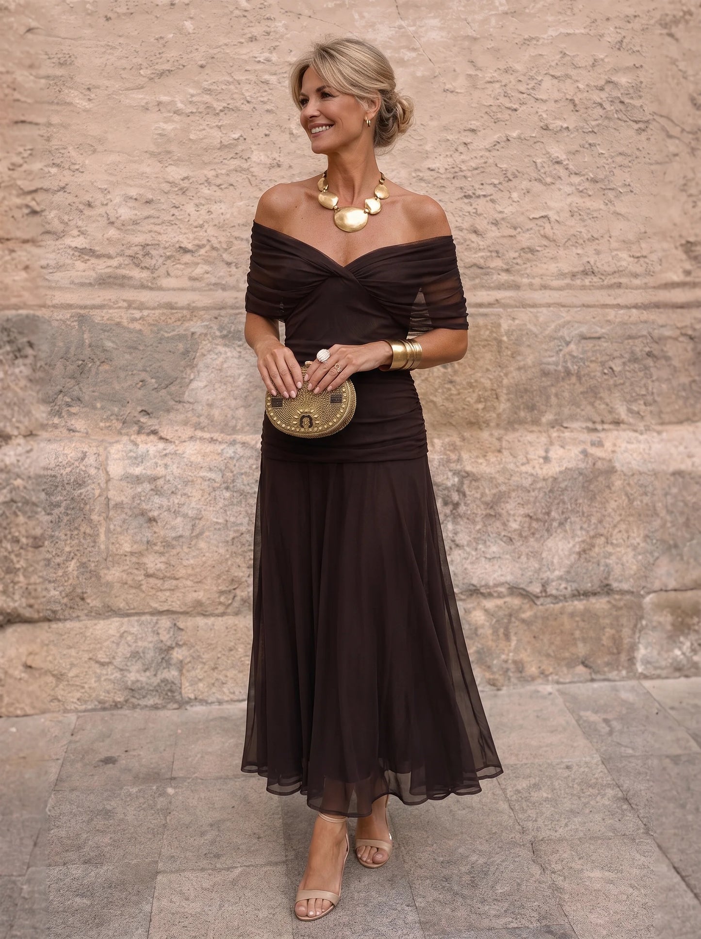 Lydia | Vestido largo con hombros al aire