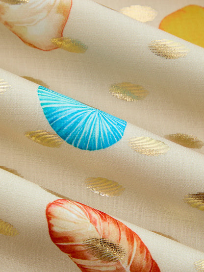 Conjunto de dos piezas con estampado de conchas y lunares dorados