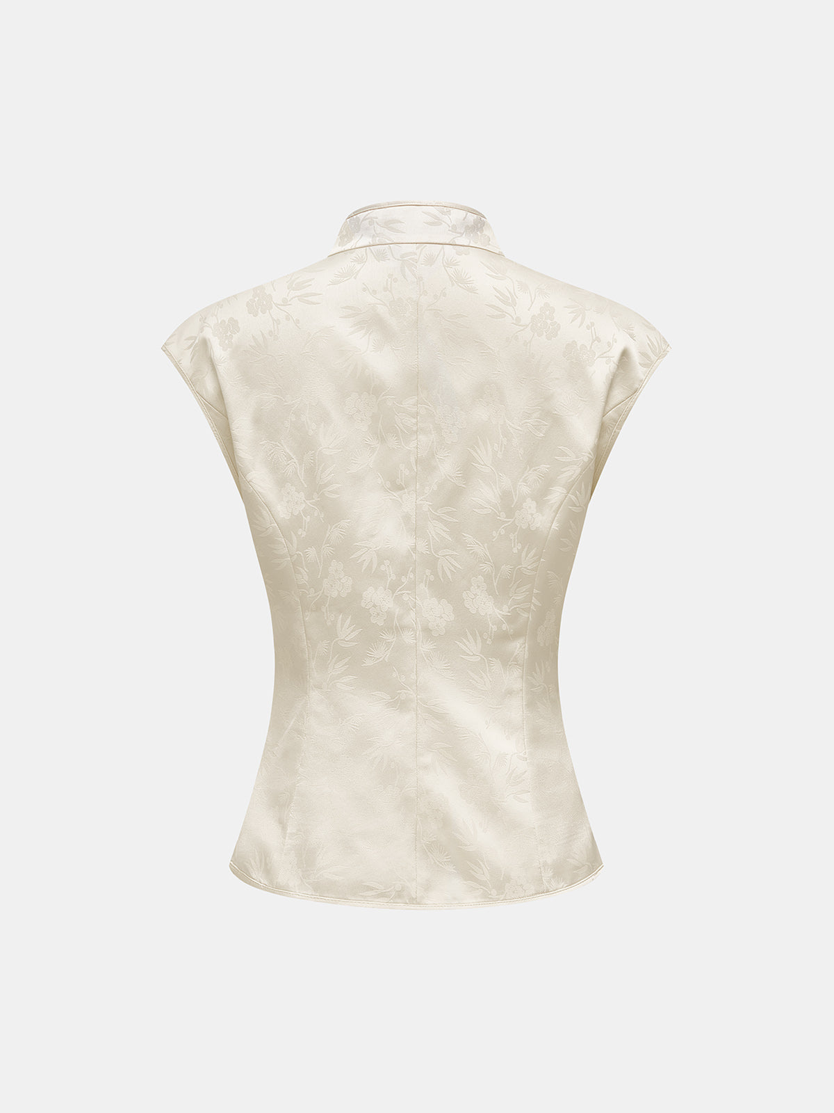 Chaleco sin mangas de jacquard con botones de alamar metálicos