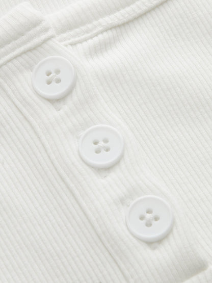 Top henley de canalé de manga corta