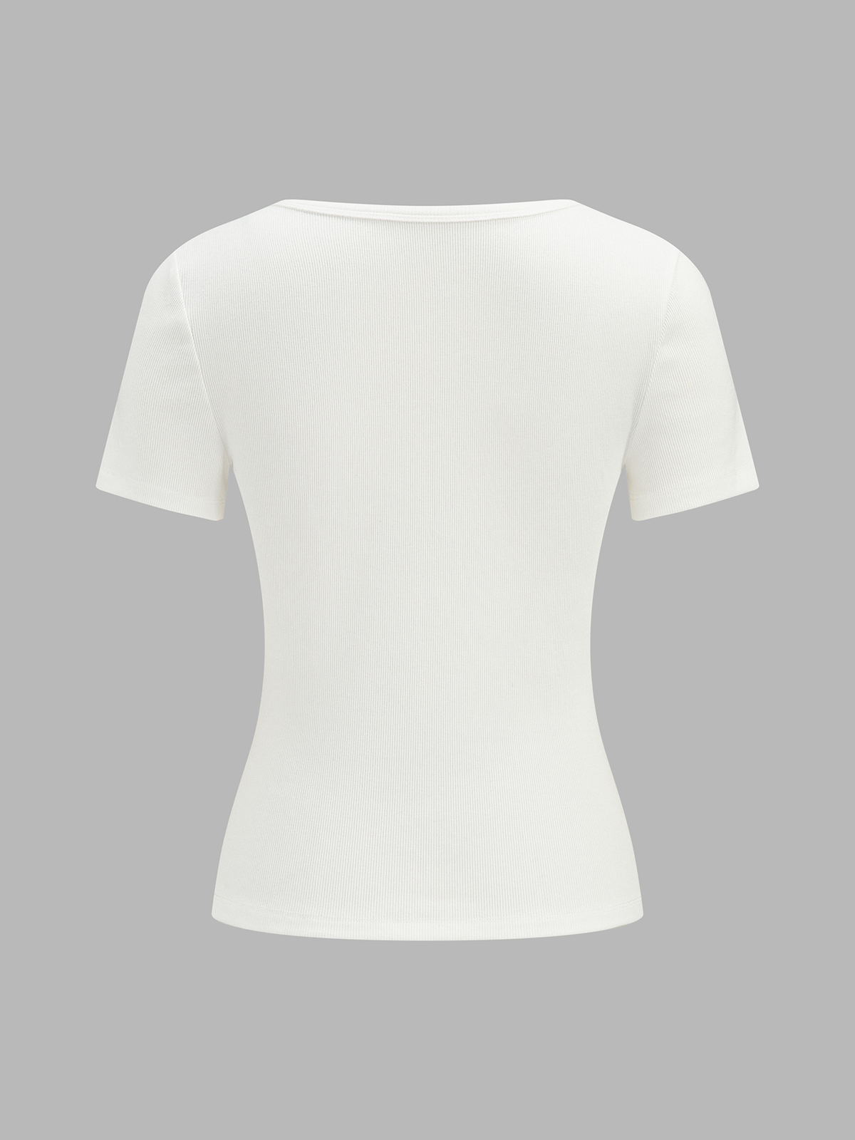 Top henley de canalé de manga corta