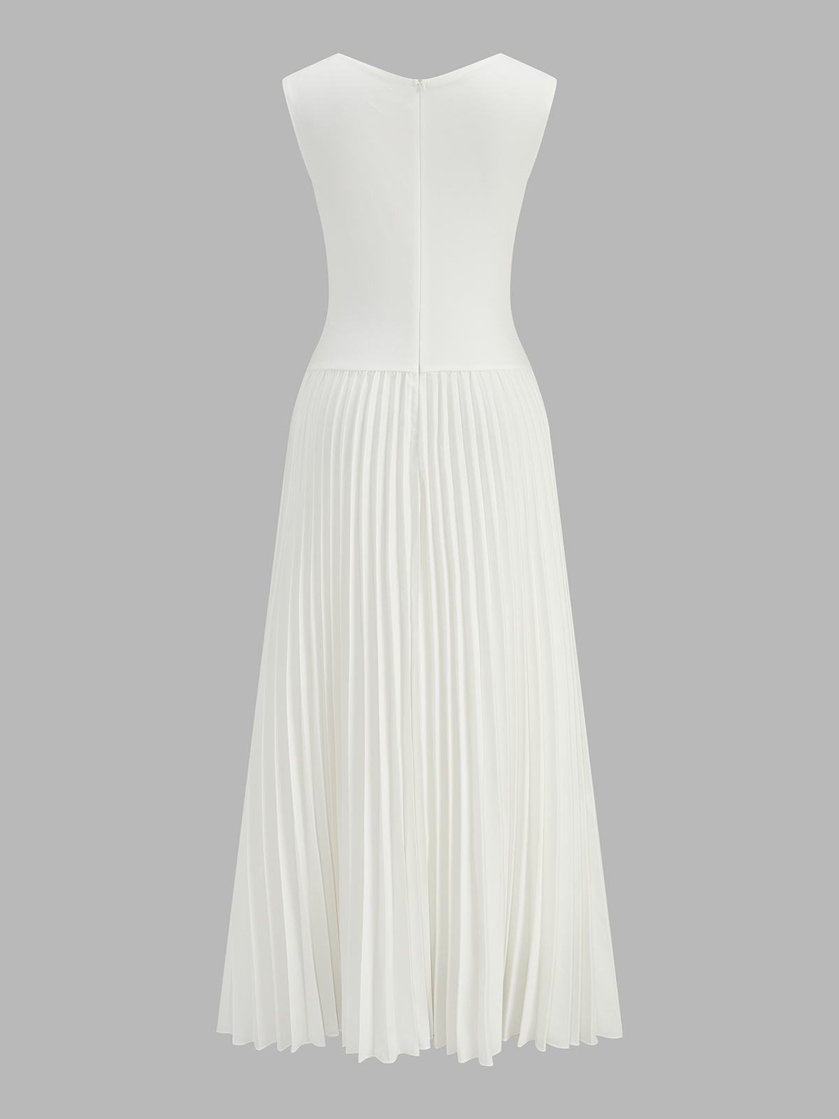 Vestido midi sin mangas de pico con panel plisado