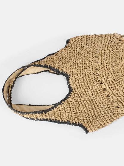 Bolso Tote de Rafia Trenzada con Croché