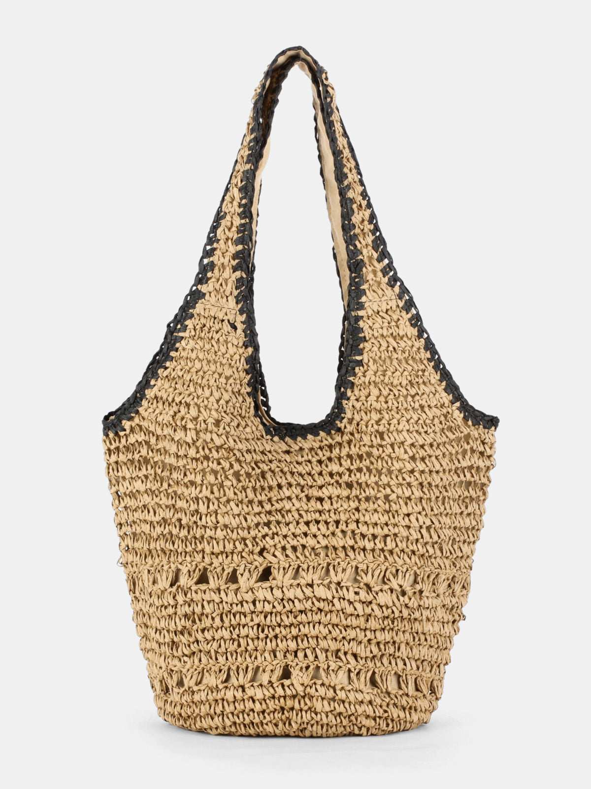 Bolso Tote de Rafia Trenzada con Croché