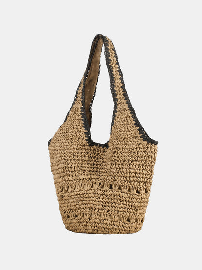 Bolso Tote de Rafia Trenzada con Croché