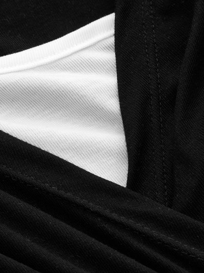 Blusa de manga corta drapeada efecto dos piezas