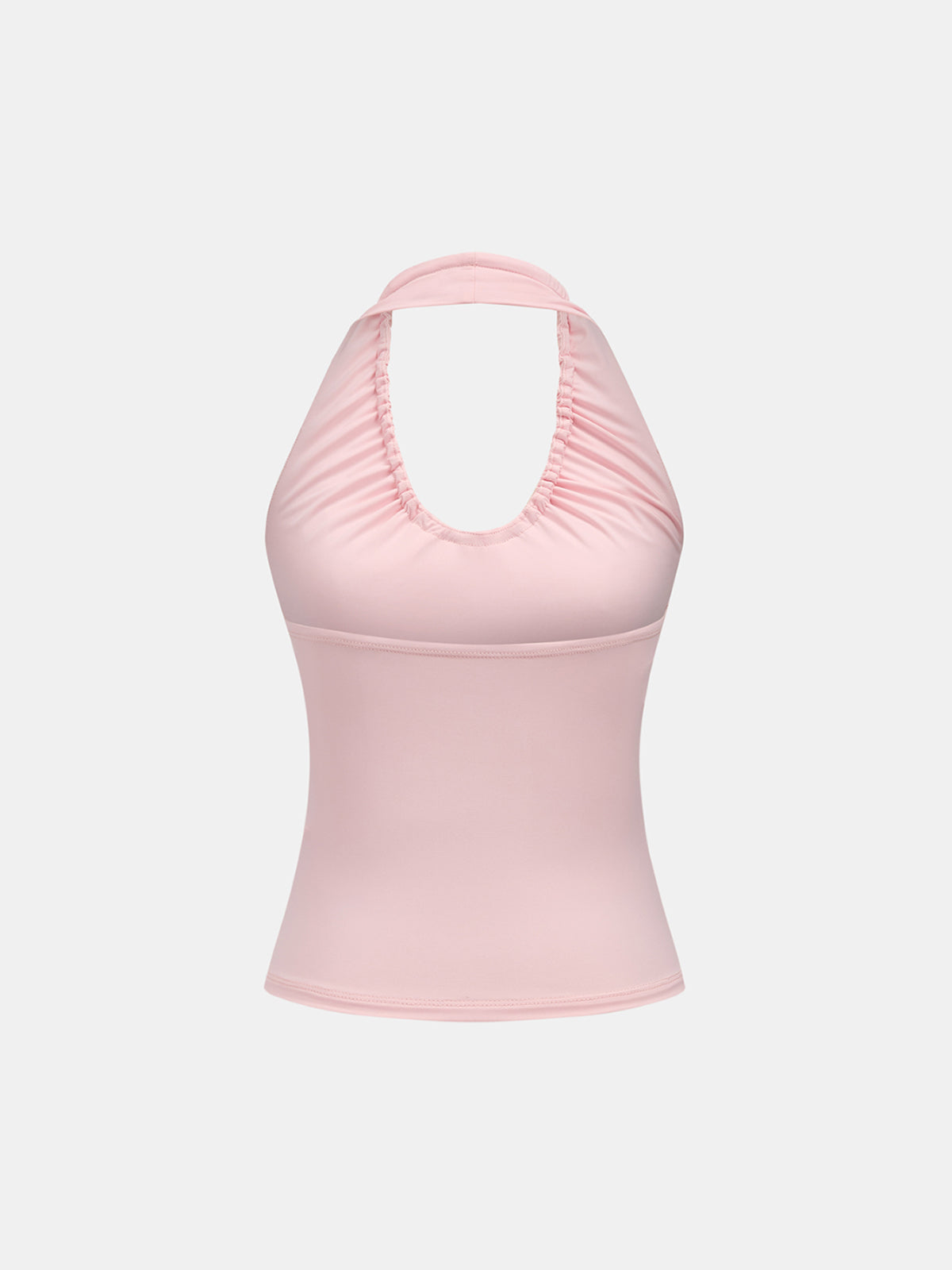 Top corto halter fruncido con cordón ajustable