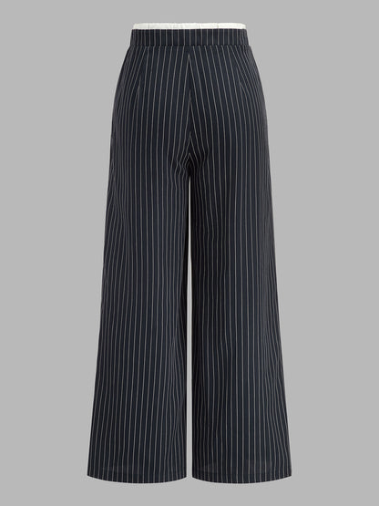 Pantalón de raya diplomática con cintura en contraste y cordón