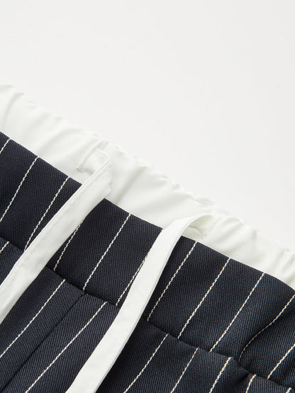Pantalón de raya diplomática con cintura en contraste y cordón