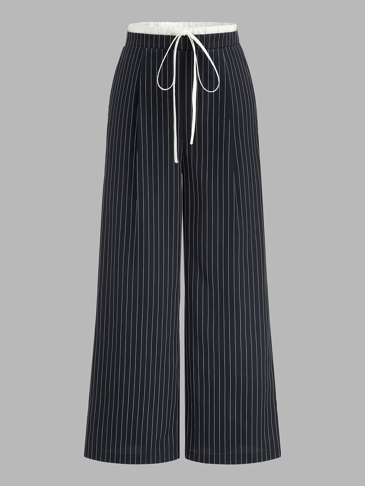 Pantalón de raya diplomática con cintura en contraste y cordón