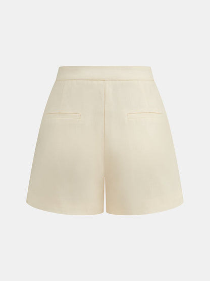 Conjunto de Dos Piezas en Mezcla de Lino con Botones Metálicos y Short