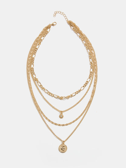 Collar de varias capas con colgante de moneda
