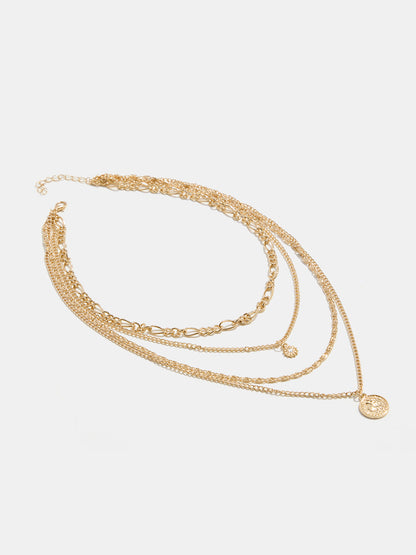 Collar de varias capas con colgante de moneda
