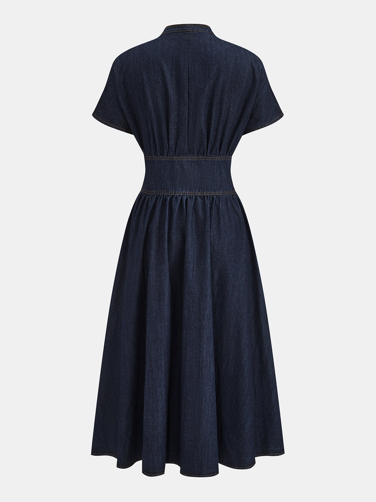 Vestido Largo Vaquero con Escote en V y Botones