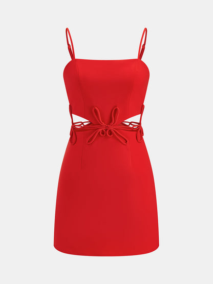 Vestido mini de tirantes con nudo y abertura