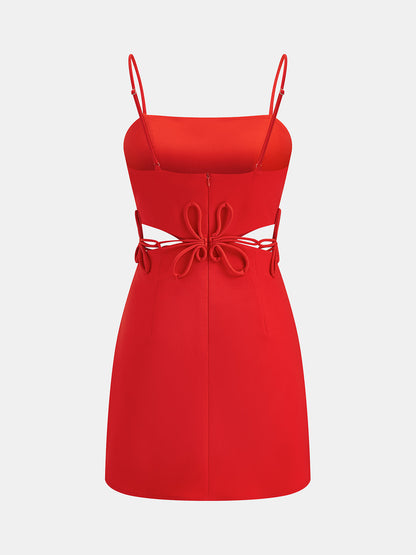 Vestido mini de tirantes con nudo y abertura