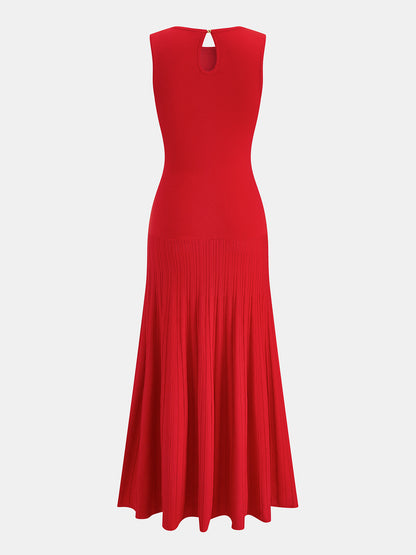 Vestido midi de punto sin mangas con corte sirena
