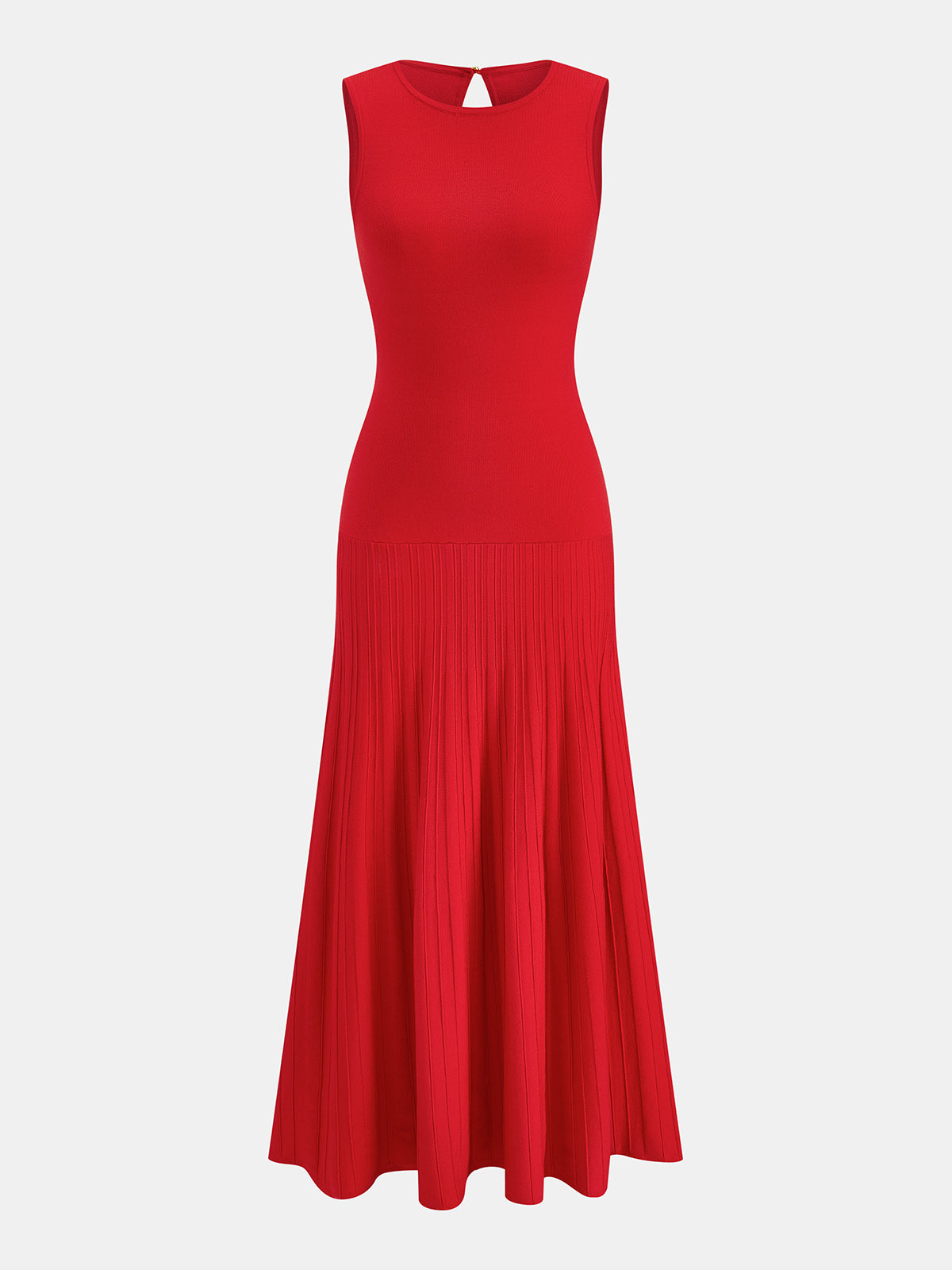 Vestido midi de punto sin mangas con corte sirena