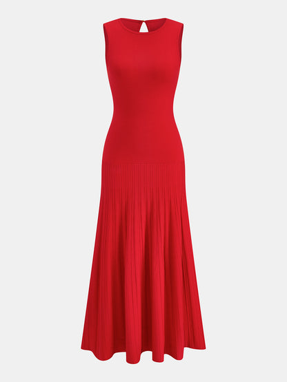 Vestido midi de punto sin mangas con corte sirena