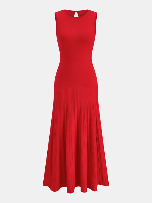 Vestido midi de punto sin mangas con corte sirena