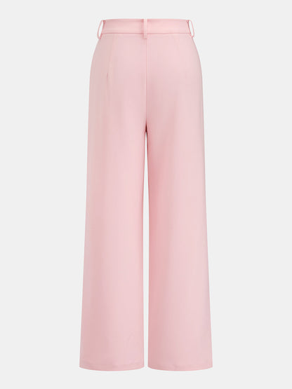 Conjunto de blusa de manga corta con panel de encaje y pantalón