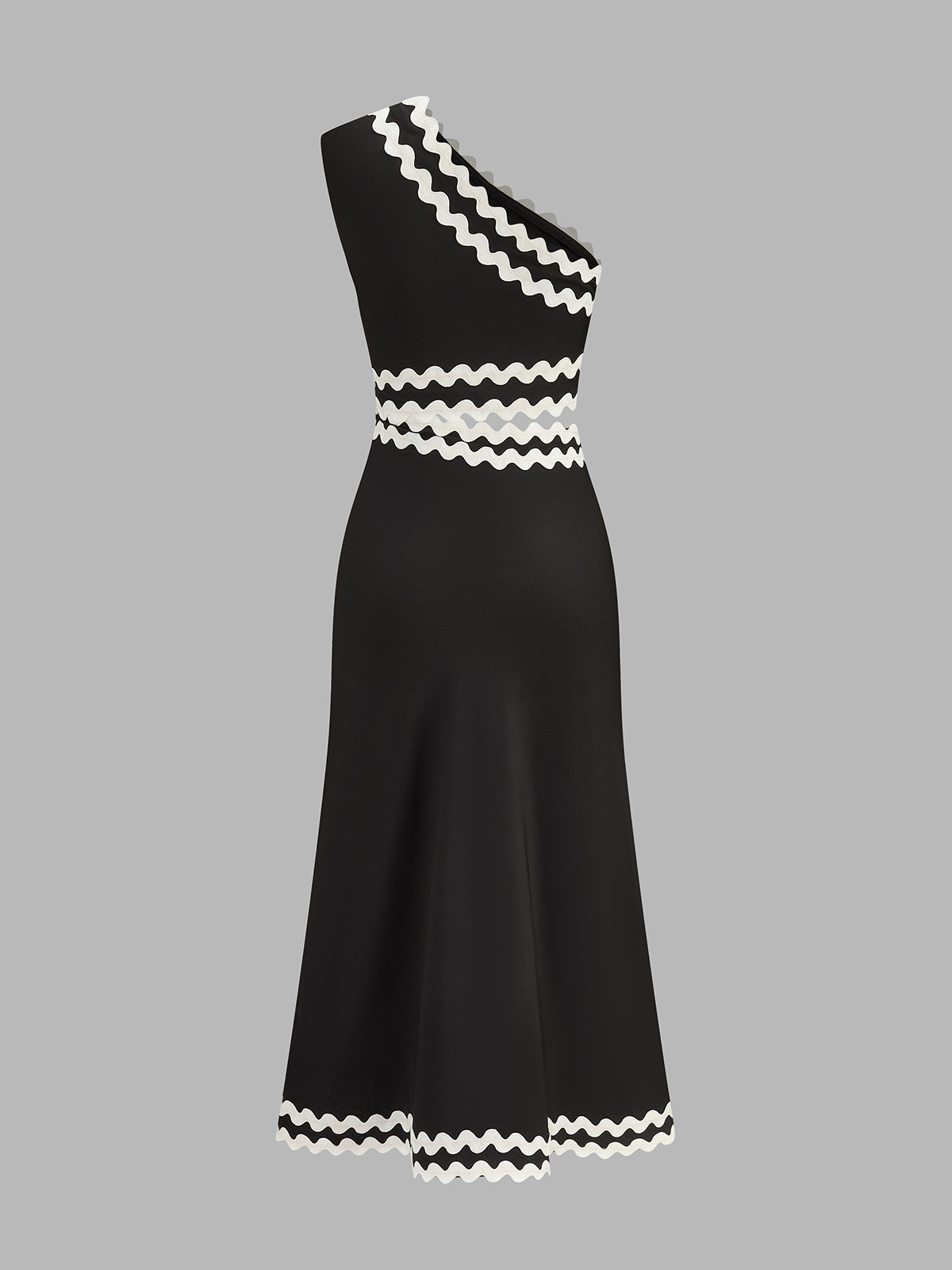 Vestido Midi Asimétrico con Abertura y Acabado Ondulado
