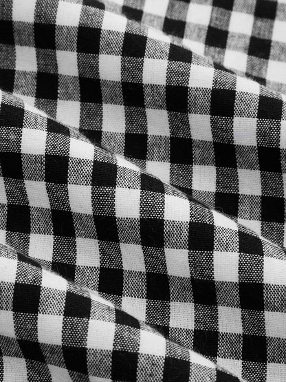 Vestido mini de cuadros vichy con lazo y ribete de encaje