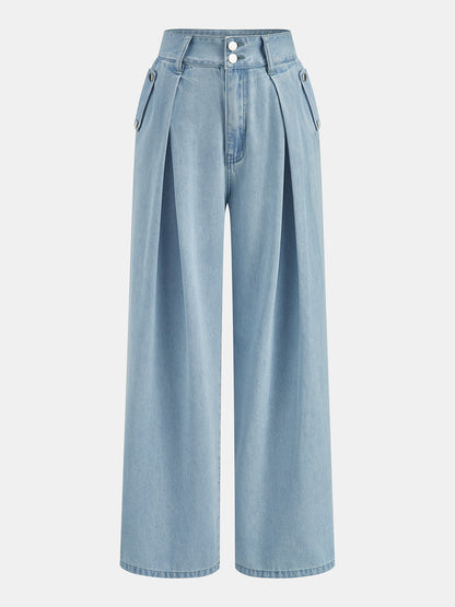 Conjunto de Top Vaquero Sin Mangas y Pantalón Plisado