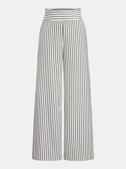 Conjunto de top peplum a rayas con encaje y pantalón