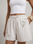 Pantalón Corto Casual a Rayas con Hojas de Lentejuelas y Cordón