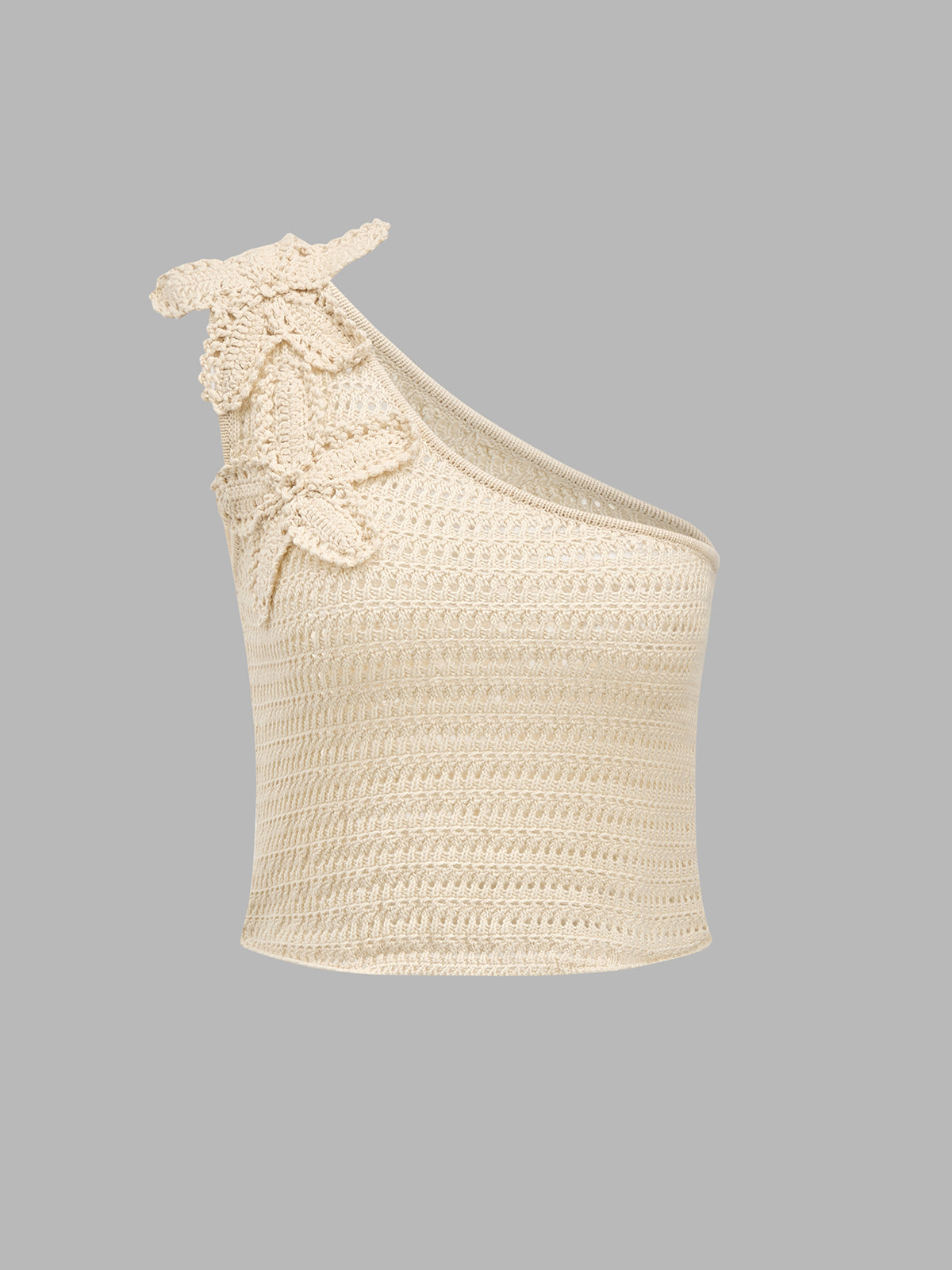 Conjunto de Top de Croché Floral Asimétrico y Minifalda
