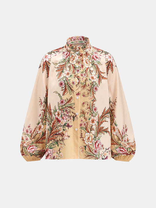 Conjunto de Camisa Estampada Floral y Pantalón Corto con Cinturón