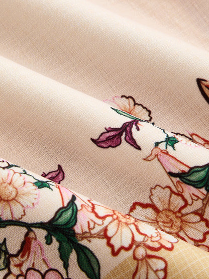 Conjunto de Camisa Estampada Floral y Pantalón Corto con Cinturón