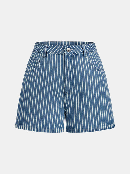 Conjunto vaquero a rayas: top de tirantes con espalda anudada y short