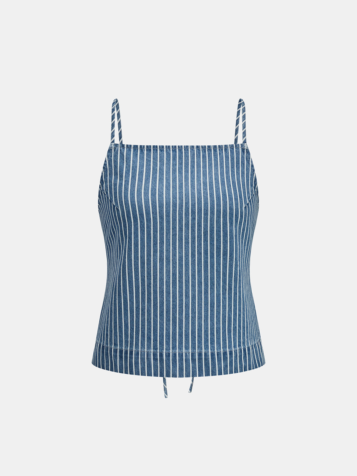 Conjunto vaquero a rayas: top de tirantes con espalda anudada y short