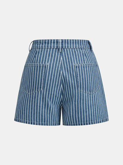 Conjunto vaquero a rayas: top de tirantes con espalda anudada y short