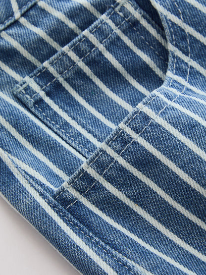 Conjunto vaquero a rayas: top de tirantes con espalda anudada y short