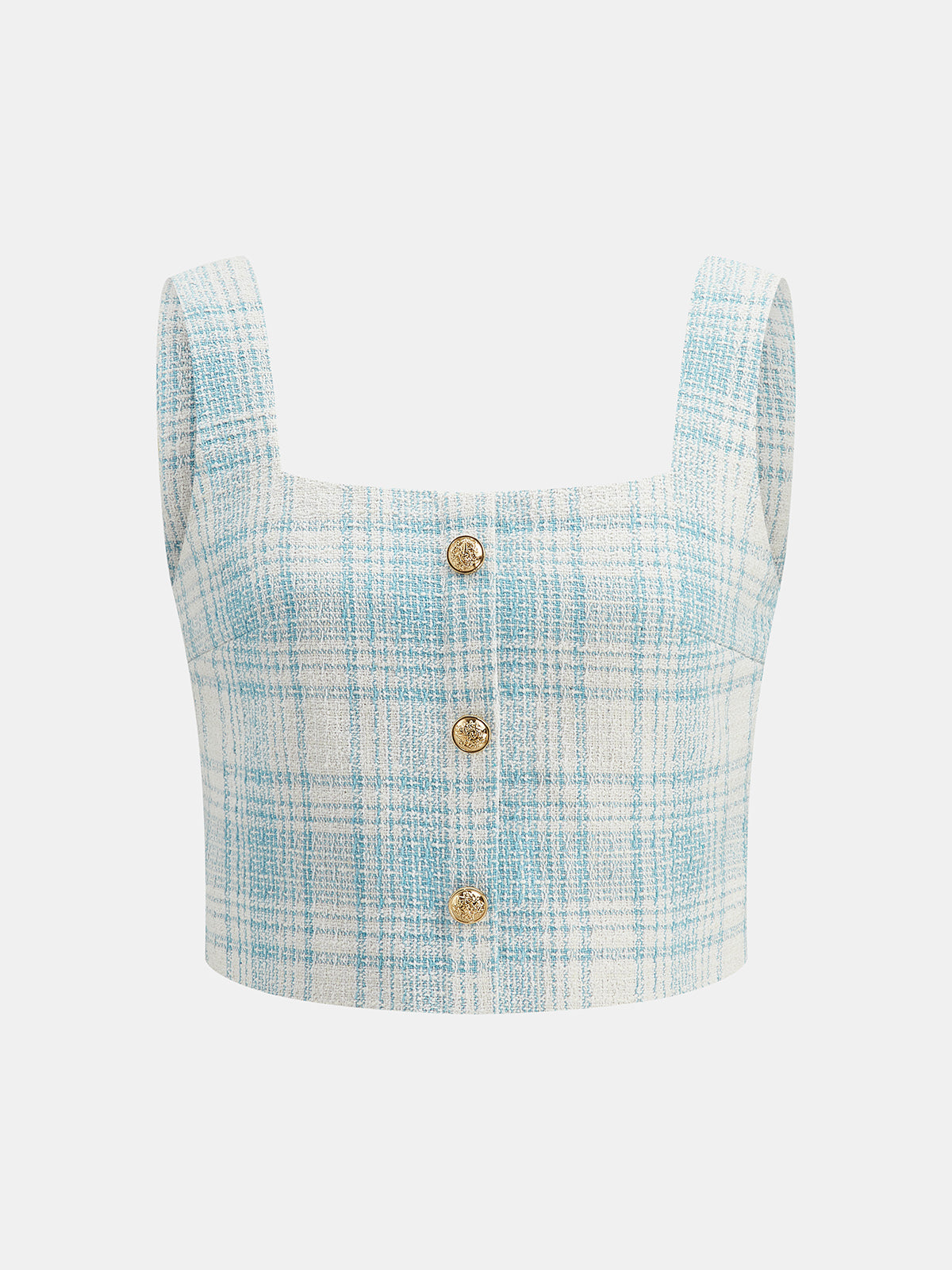 Conjunto de tweed de cuadros: top y short