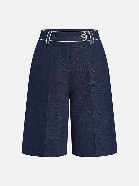 Bermudas de tiro medio con ribete en contraste