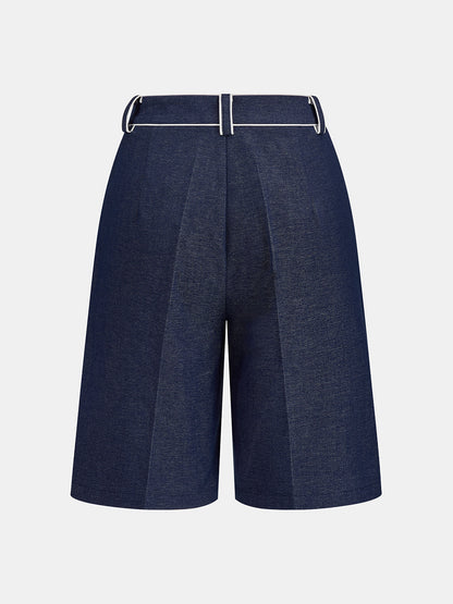 Bermudas de tiro medio con ribete en contraste