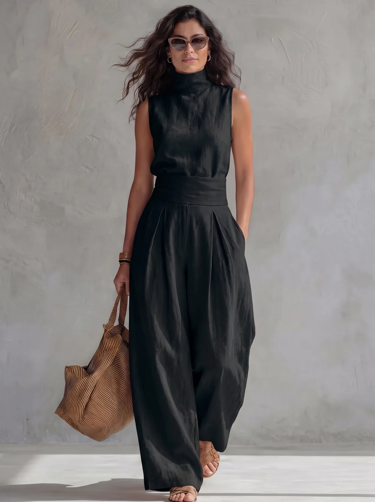 María | Conjunto elegante de pantalón ancho y top