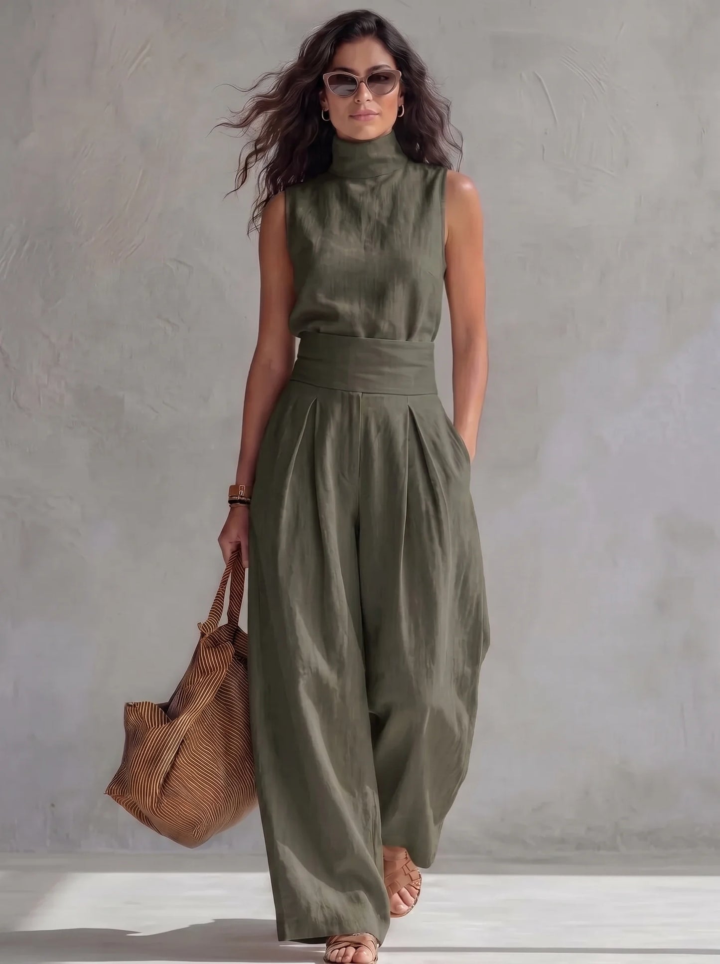 María | Conjunto elegante de pantalón ancho y top