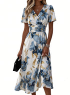 Denise | Vestido midi con estampado floral y cinturilla cruzada