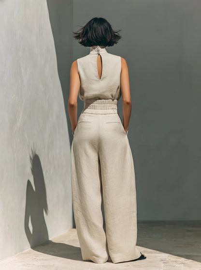 María | Conjunto elegante de pantalón ancho y top